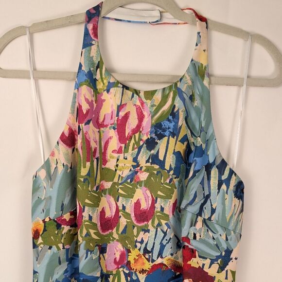 NWT Belle Badgley Mischka Women's Size 12 Royal Multi Halter Dress Floral Print - Picture 4 of 15